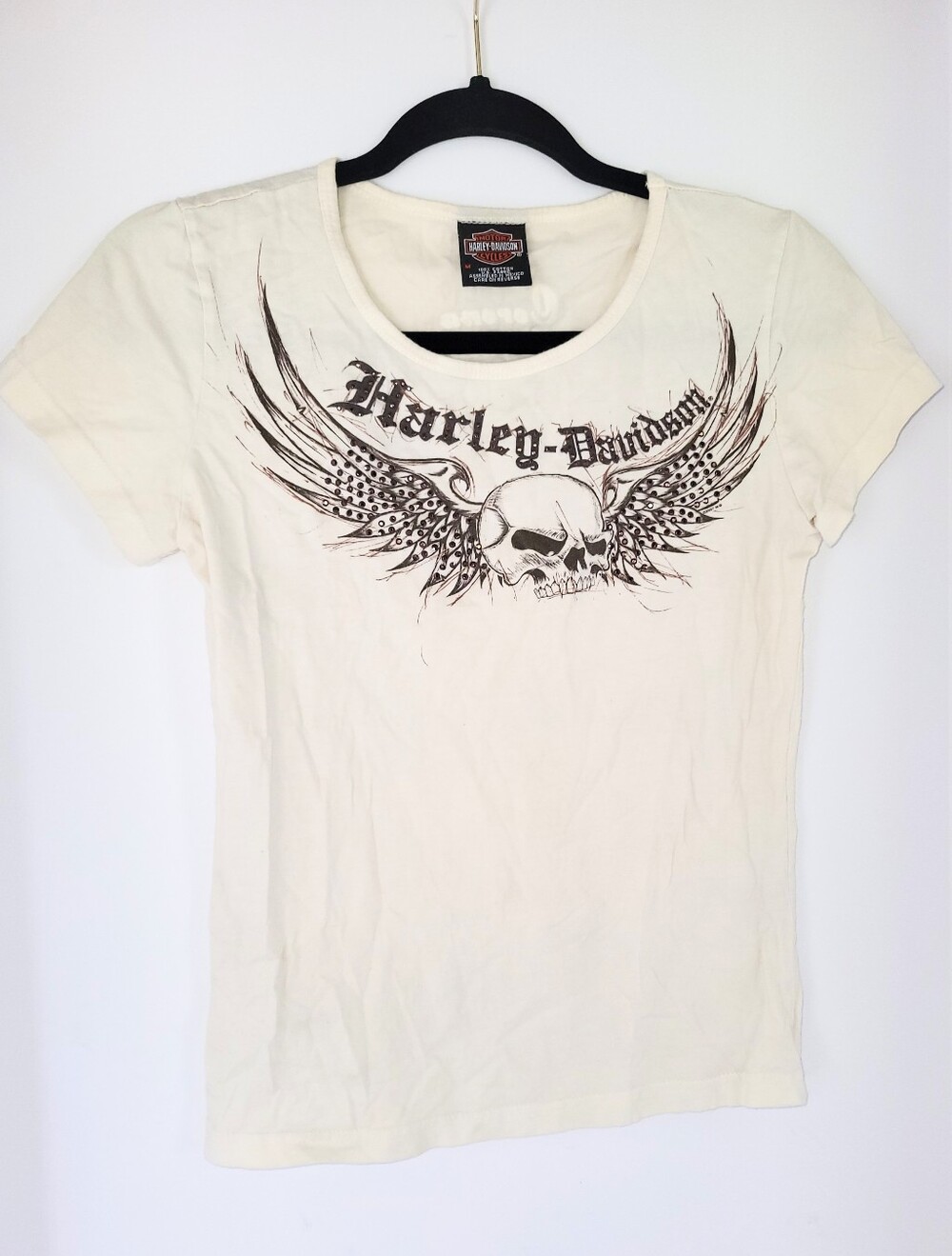 Harley Davidson Skull & Jeweled Wings Graphic Tshirt Biker Tee Medium - Picture 11 of 12